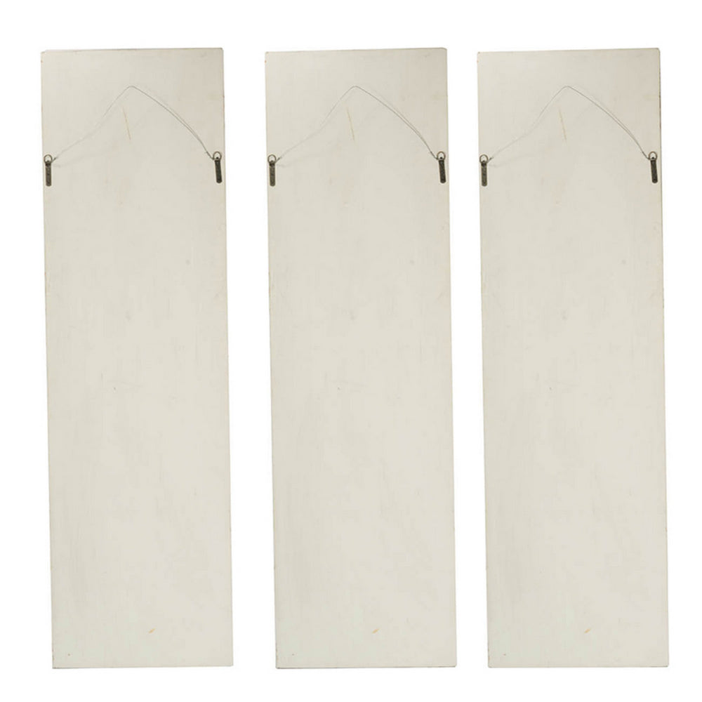 71 Inch Tall Wall Art Panel Set of 3, Traditional Design, Elegant Off White