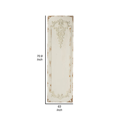 71 Inch Tall Wall Art Panel Set of 3, Traditional Design, Elegant Off White
