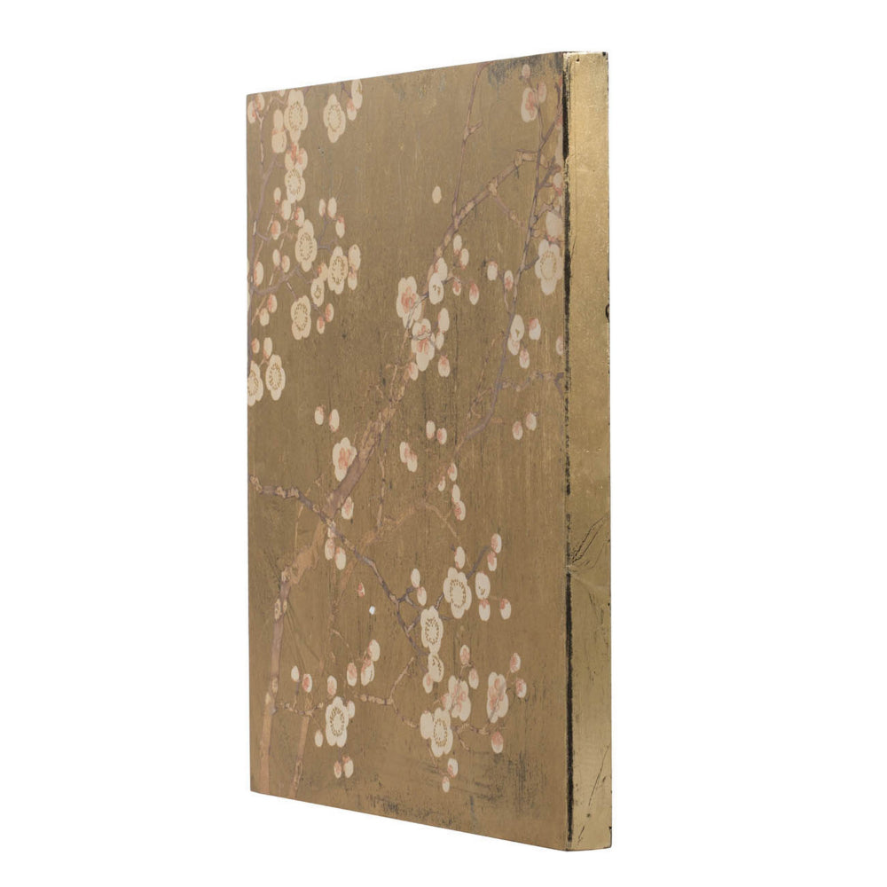 Tim 24 Inch Wall Art Set of 2, Divided Floral Design, Square, Gold, Brown