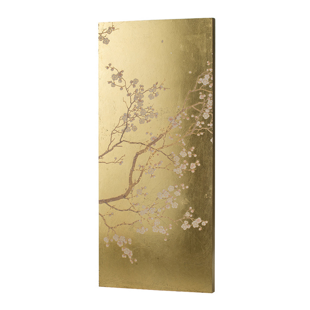 Tim 47 Inch Tall Wall Art Set of 2, Divided Floral Design, Gold, Brown