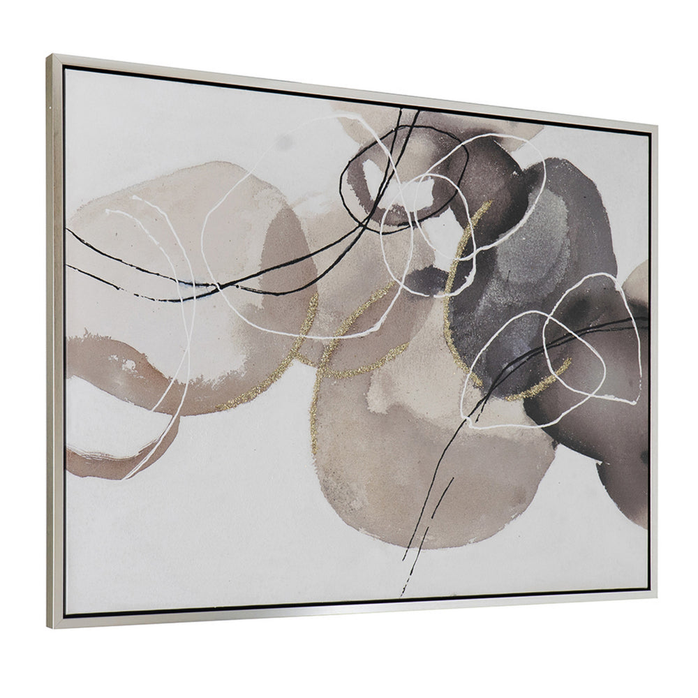 35 x 47 Landscape Abstract Art Watercolor Oil Painting, Mixed Gray, Brown