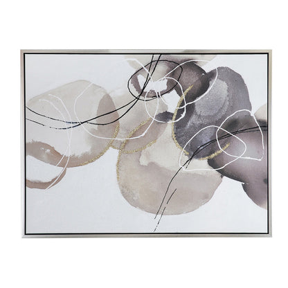 35 x 47 Landscape Abstract Art Watercolor Oil Painting, Mixed Gray, Brown