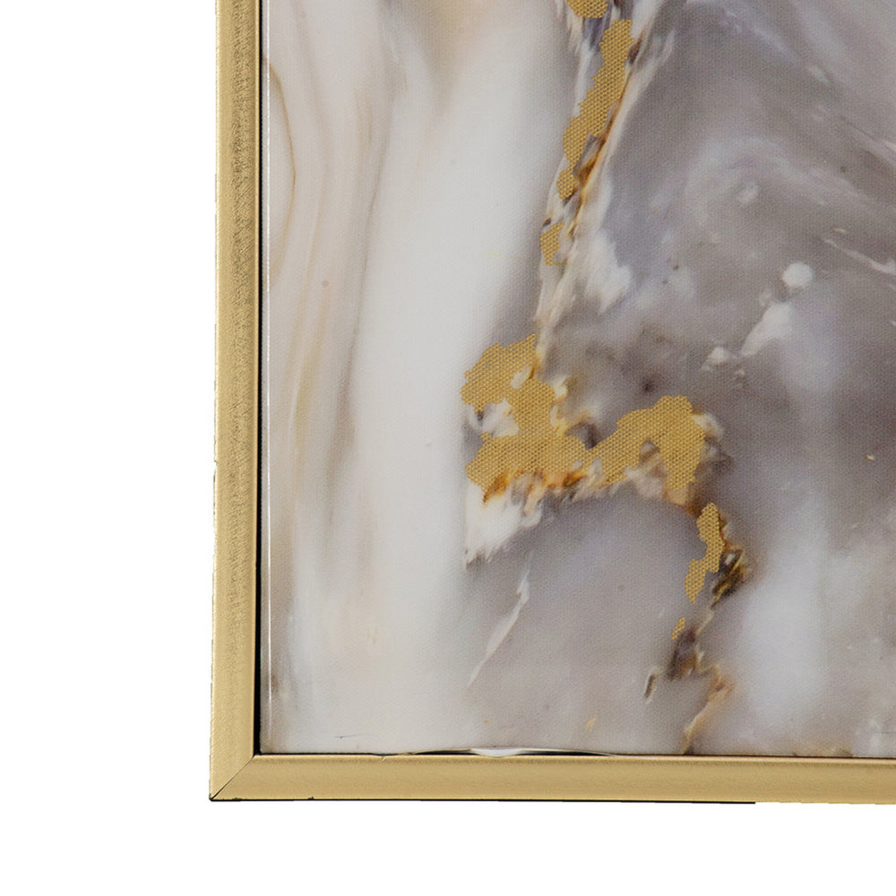 47 Inch Marble Pattern Wall Art, Abstract, Rectangular, White, Gray Finish