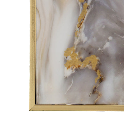 47 Inch Marble Pattern Wall Art, Abstract, Rectangular, White, Gray Finish