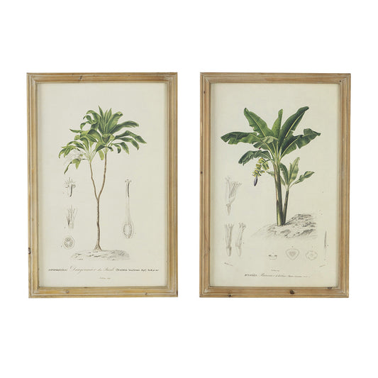 24 x 32 Framed Art Print Set of 2, Tree Design, Fir Wood, Green, Brown