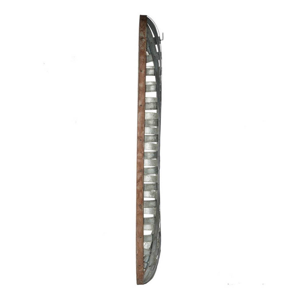 37 Inch Decorative Snowshoe Wall Art, Iron Mesh Pattern, Silver Finish