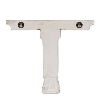 Rick 14 Inch Wall Shelf, Rectangular Brown Top, Fir Wood, Distressed White