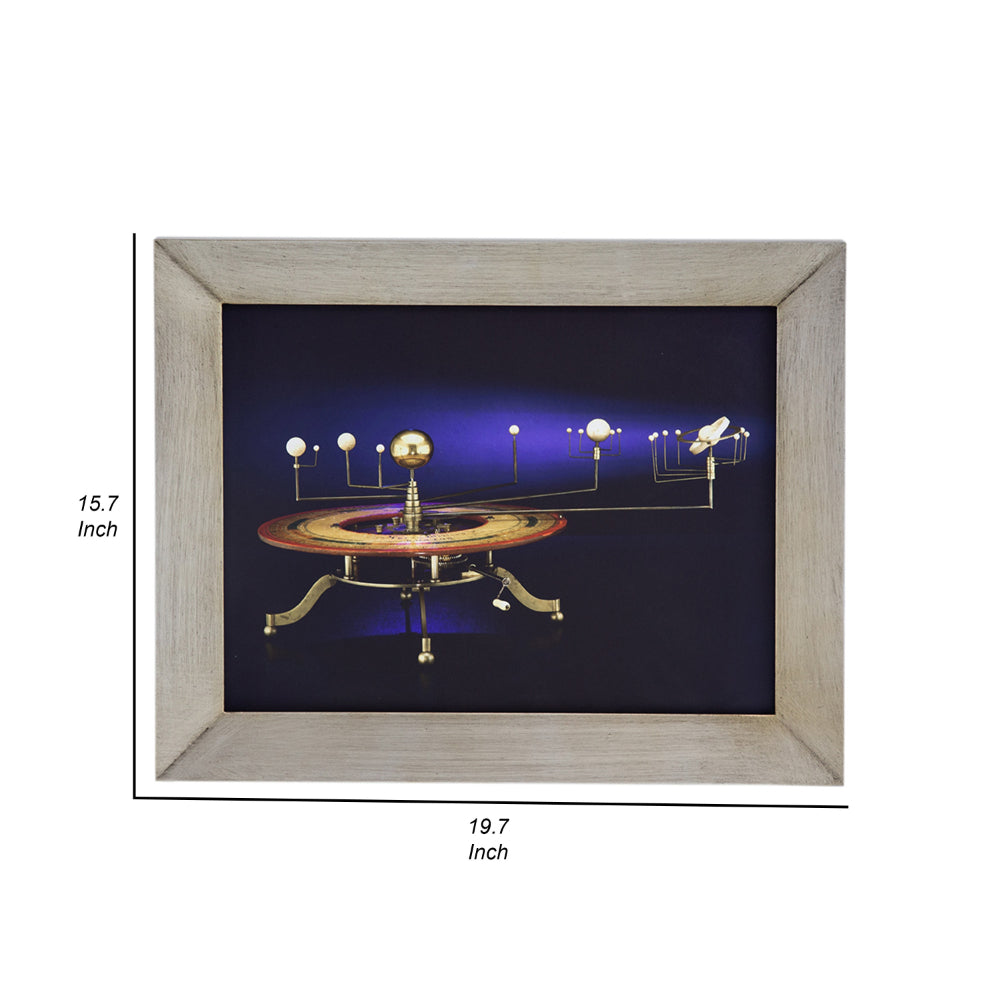16 x 20 Rectangular Wall Art with Frame, Space Design, Black, Purple