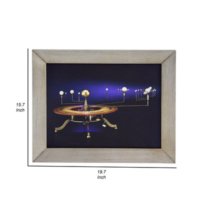 16 x 20 Rectangular Wall Art with Frame, Space Design, Black, Purple