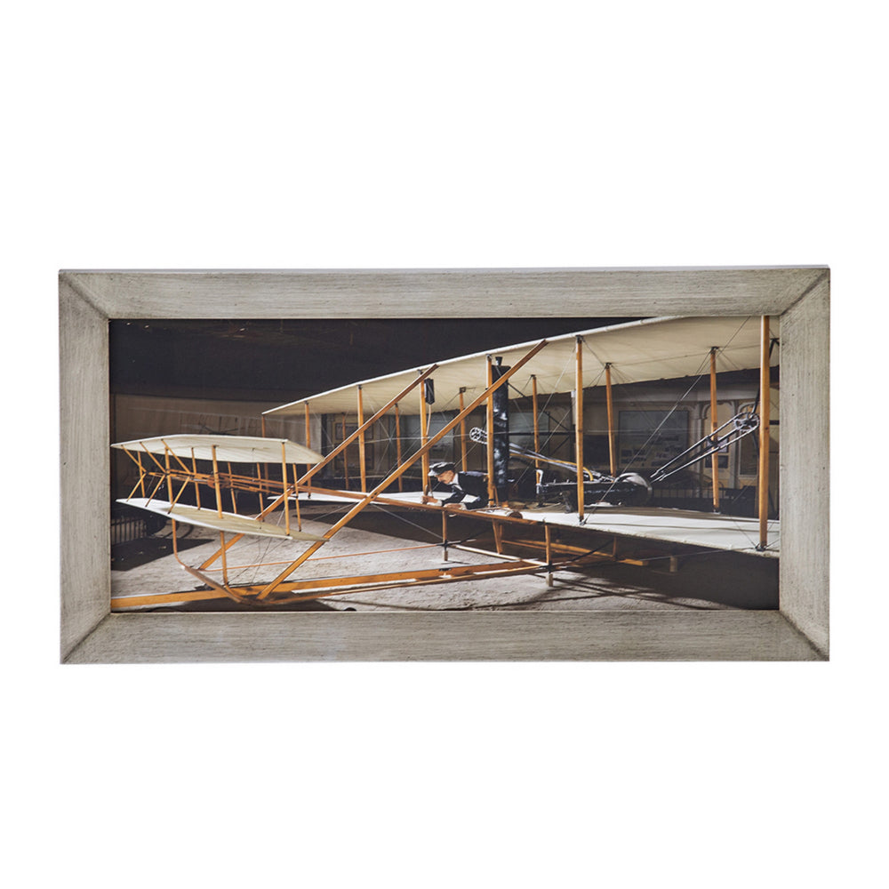 16 x 30 Wall Art, Traditional Vintage Plane Design, Canvas, Brown, Black
