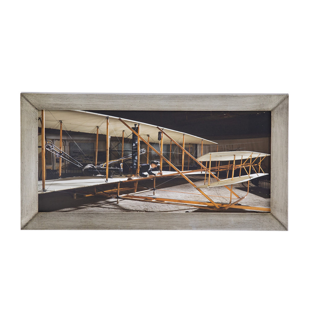 16 x 30 Wall Art, Traditional Vintage Plane Design, Canvas, Brown, Black