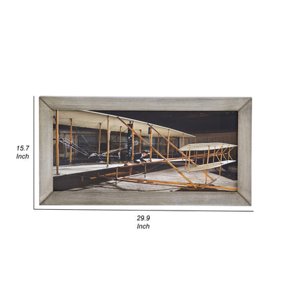 16 x 30 Wall Art, Traditional Vintage Plane Design, Canvas, Brown, Black