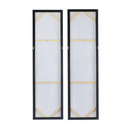 20 x 71 Tall Framed Rectangular Oil Paintings Set of 2, White Abstract