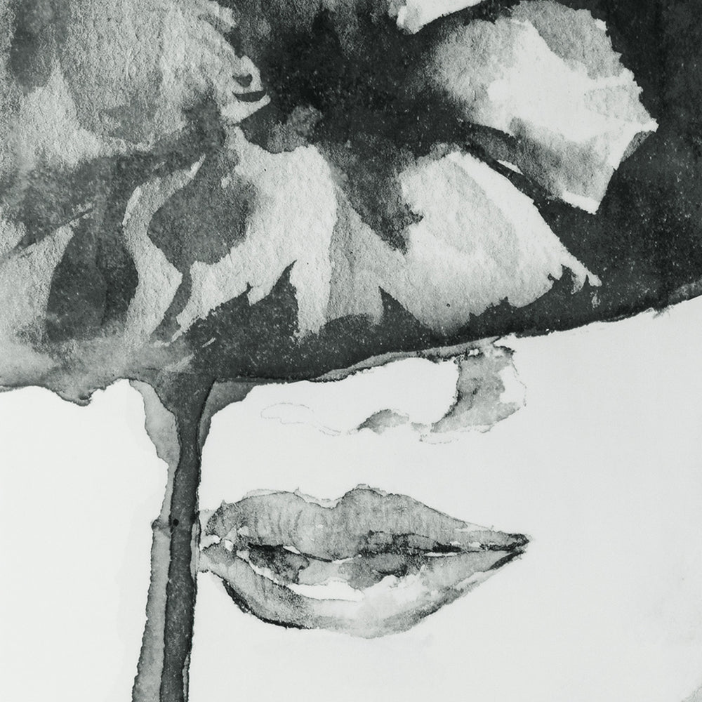 46 x 46 Square Wall Art Decor Print, Female Face, Black and White, Canvas