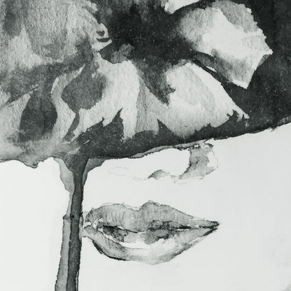 46 x 46 Square Wall Art Decor Print, Female Face, Black and White, Canvas