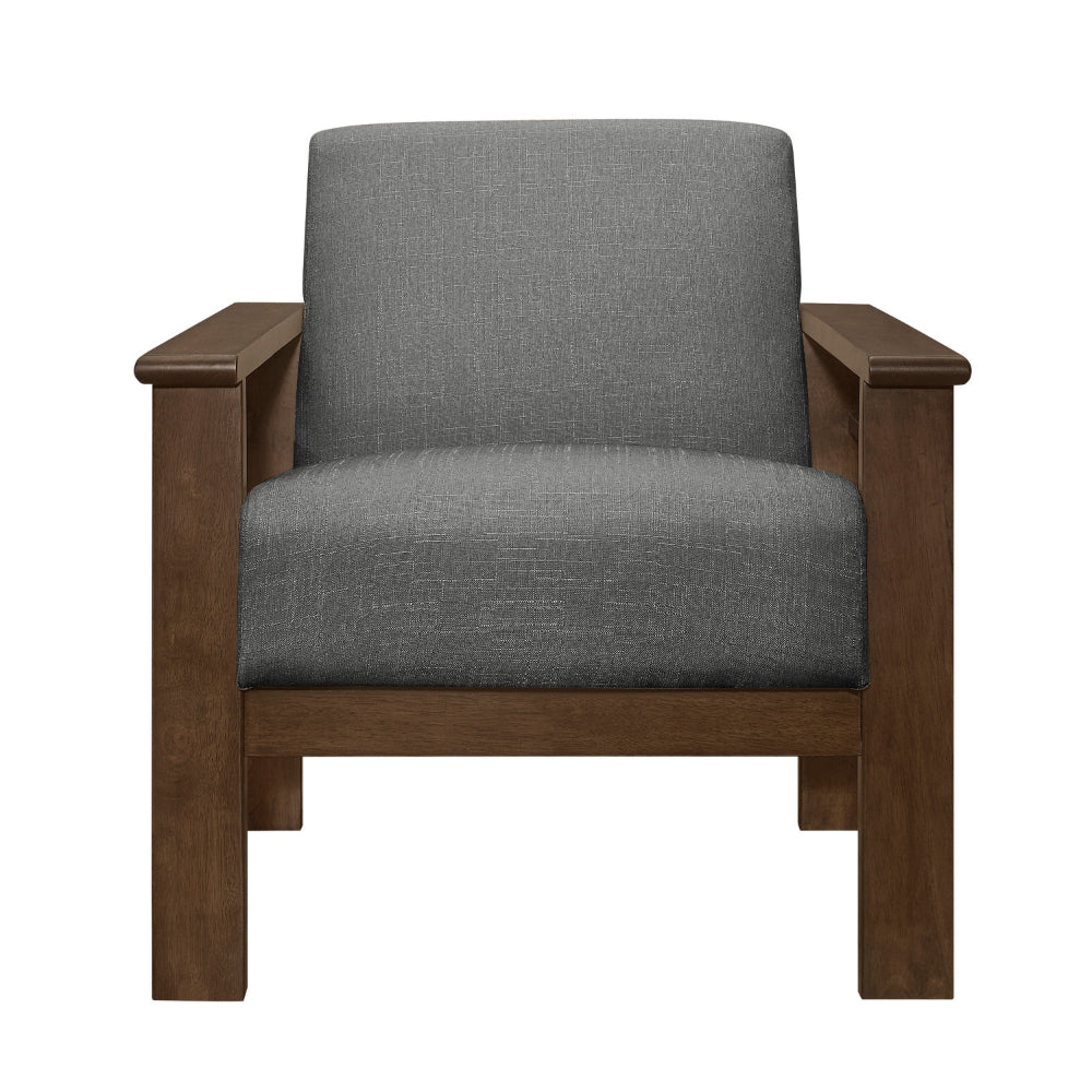 Bella 32 Inch Accent Chair Armchair, Storage Arms, Light Gray, Solid Wood