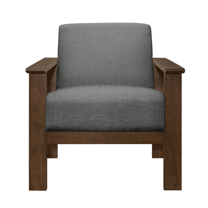 Bella 32 Inch Accent Chair Armchair, Storage Arms, Light Gray, Solid Wood