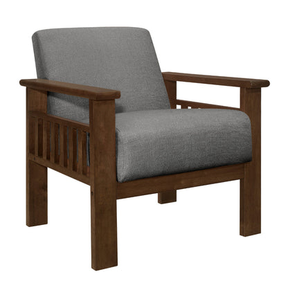 Bella 32 Inch Accent Chair Armchair, Storage Arms, Light Gray, Solid Wood