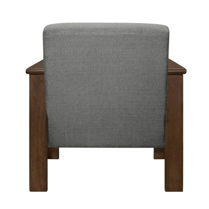 Bella 32 Inch Accent Chair Armchair, Storage Arms, Light Gray, Solid Wood