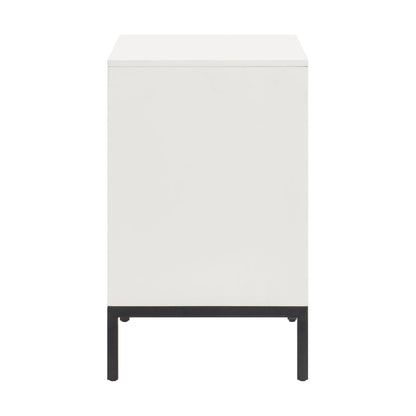 Jem 30 Inch Nightstand, 2 Drawers, Pocket Handles, Brown and White Wood
