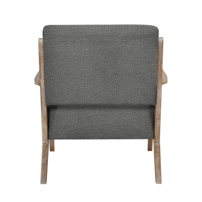 Edra 33 Inch Accent Armchair, Rubberwood Frame, Gray Polyester Cushions