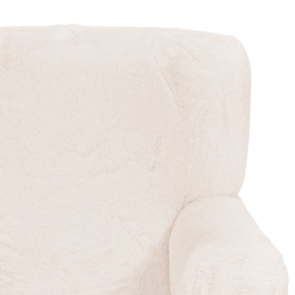 Tye 19 Inch Kids Sofa Chair, White Soft Faux Fur Padded Seat, Round Legs