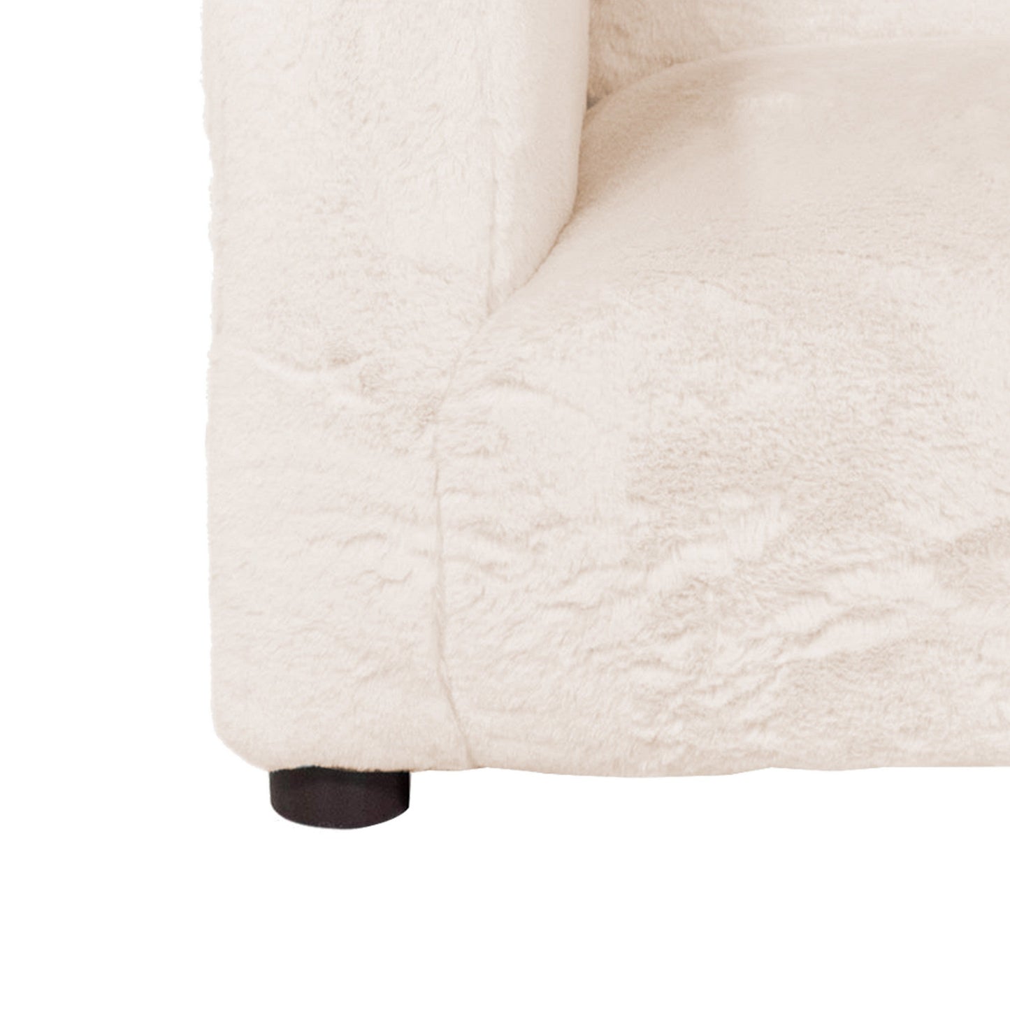 Tye 19 Inch Kids Sofa Chair, White Soft Faux Fur Padded Seat, Round Legs