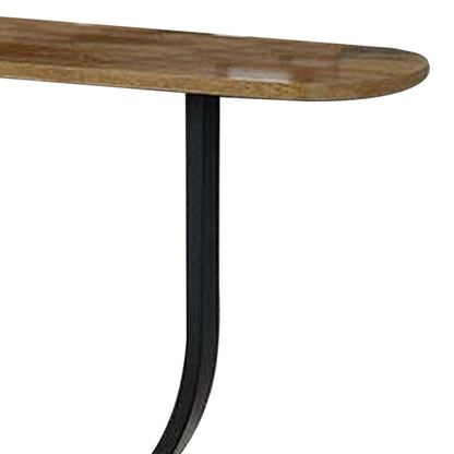Obin 47 Inch Sofa Table, Rustic Oak Brown MDF, Black U Shape Steel Base