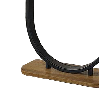 Obin 47 Inch Sofa Table, Rustic Oak Brown MDF, Black U Shape Steel Base