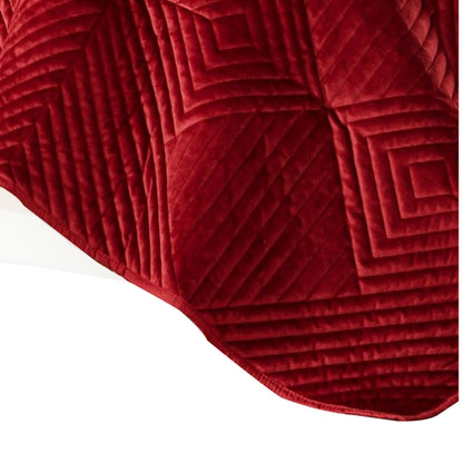 Ahab 2 Piece Twin Quilt Set with 1 Pillow Sham, Dutch Velvet Face, Red