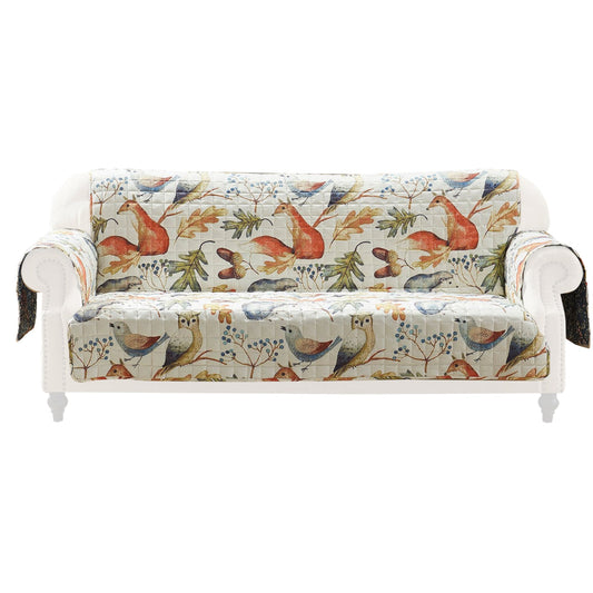 Sofa Cover Furniture Protector, Owl, Songbird Print, Polyester Multicolor