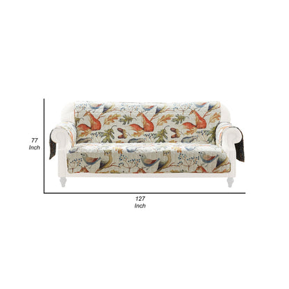 Sofa Cover Furniture Protector, Owl, Songbird Print, Polyester Multicolor