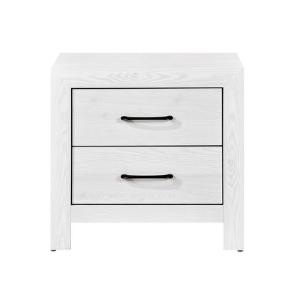 Eby 24 Inch Nightstand, 2 Drawers with Black Nickel Handles, White Finish