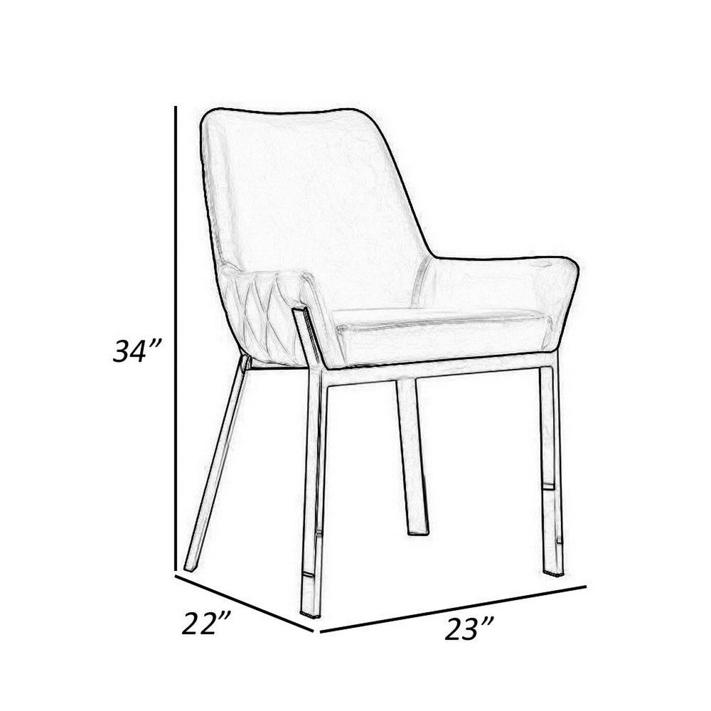 Fuma 23 Inch Set of 2 Dining Chairs, Foam Fill, Modern Gray Velvet, Silver