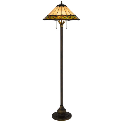 Dio 62 Inch Floor Lamp, Colorful Tiffany Style Stained Glass, Bronze Resin