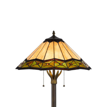 Dio 62 Inch Floor Lamp, Colorful Tiffany Style Stained Glass, Bronze Resin