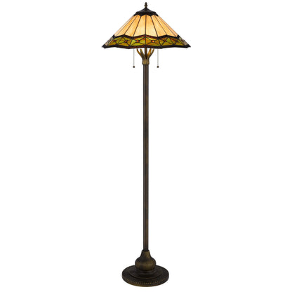 Dio 62 Inch Floor Lamp, Colorful Tiffany Style Stained Glass, Bronze Resin