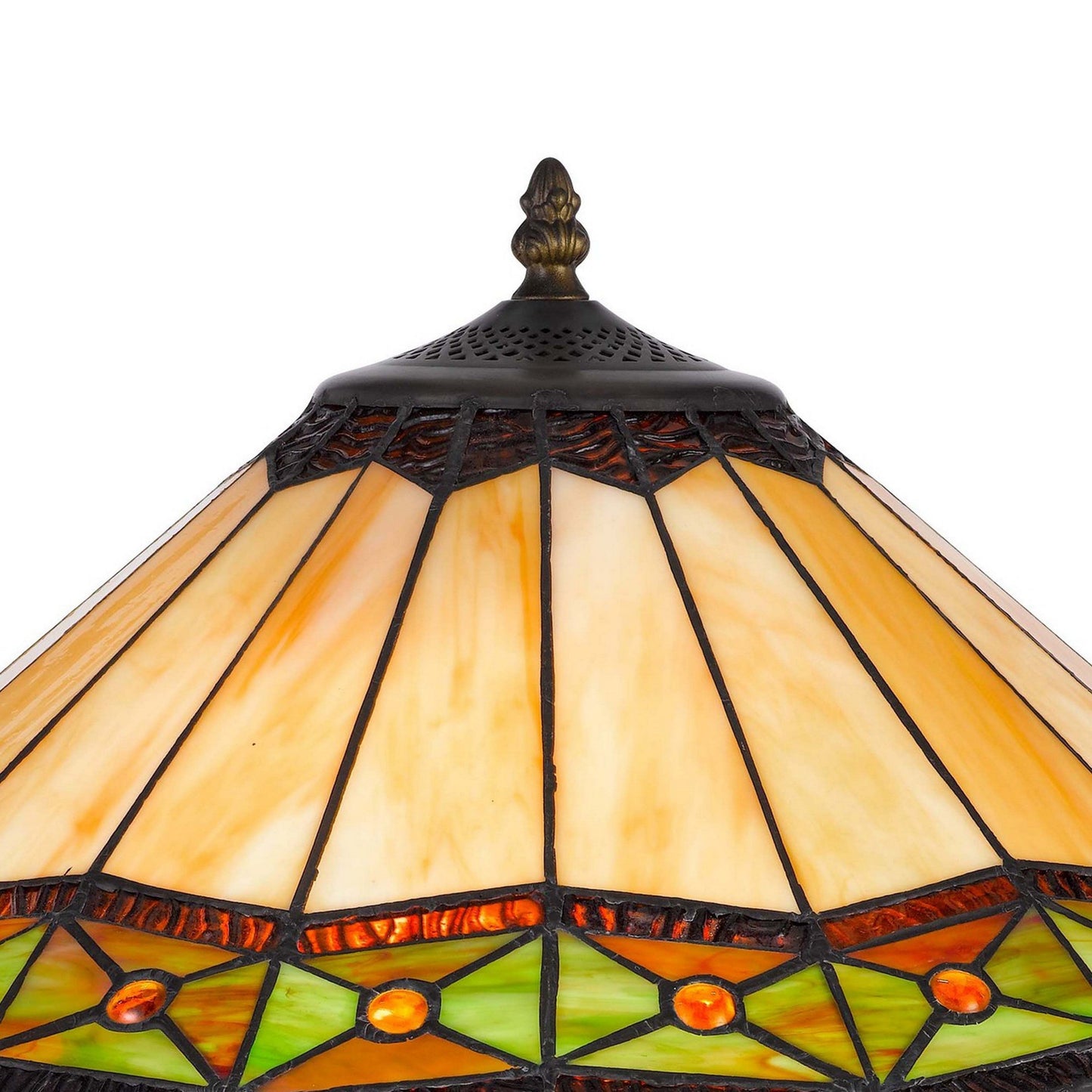 Dio 62 Inch Table Lamp, Colorful Tiffany Style Stained Glass, Bronze Resin
