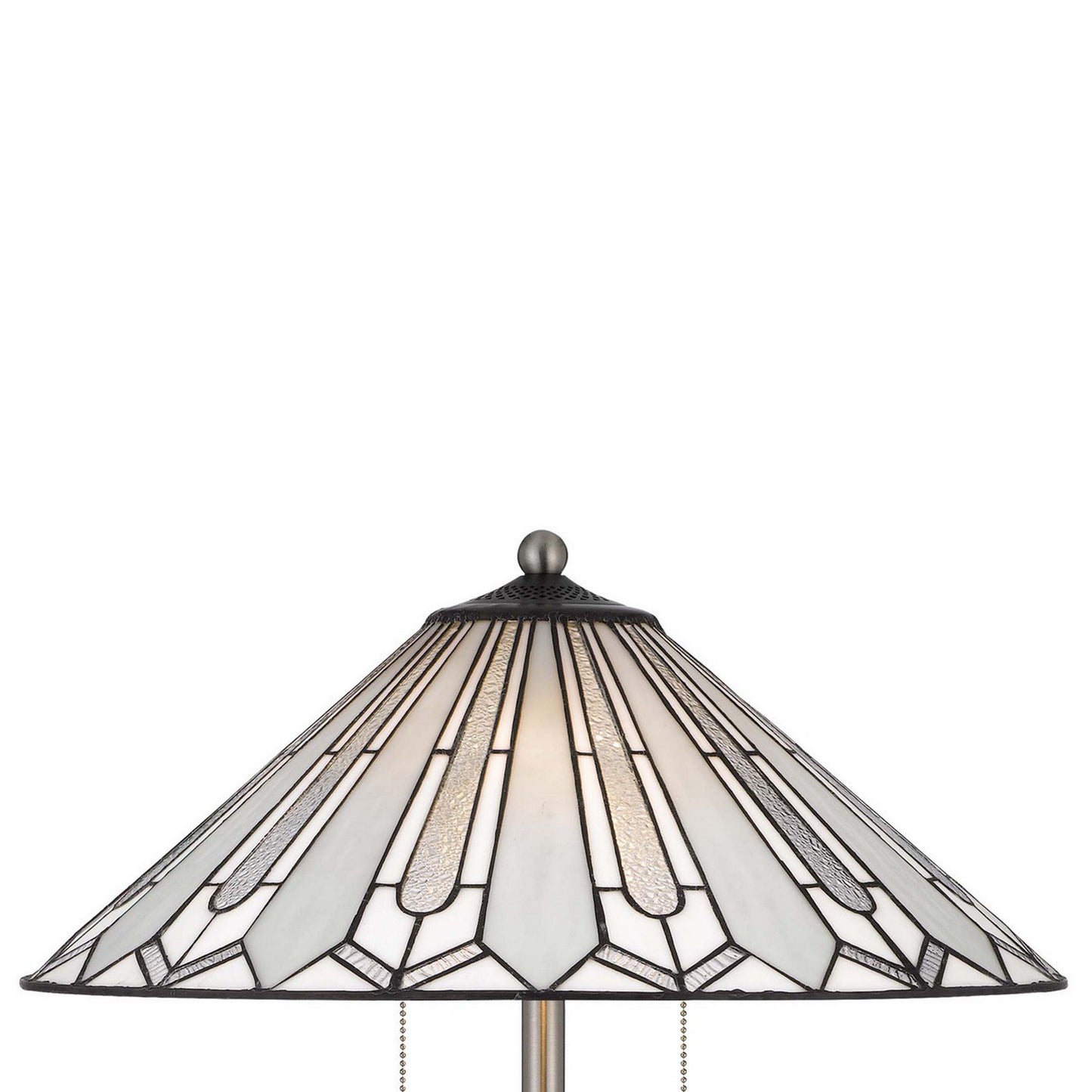 Kio 61 Inch Floor Lamp, Modern Tiffany Style Stained Glass, Silver Metal