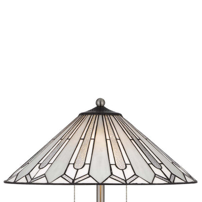 Kio 61 Inch Floor Lamp, Modern Tiffany Style Stained Glass, Silver Metal