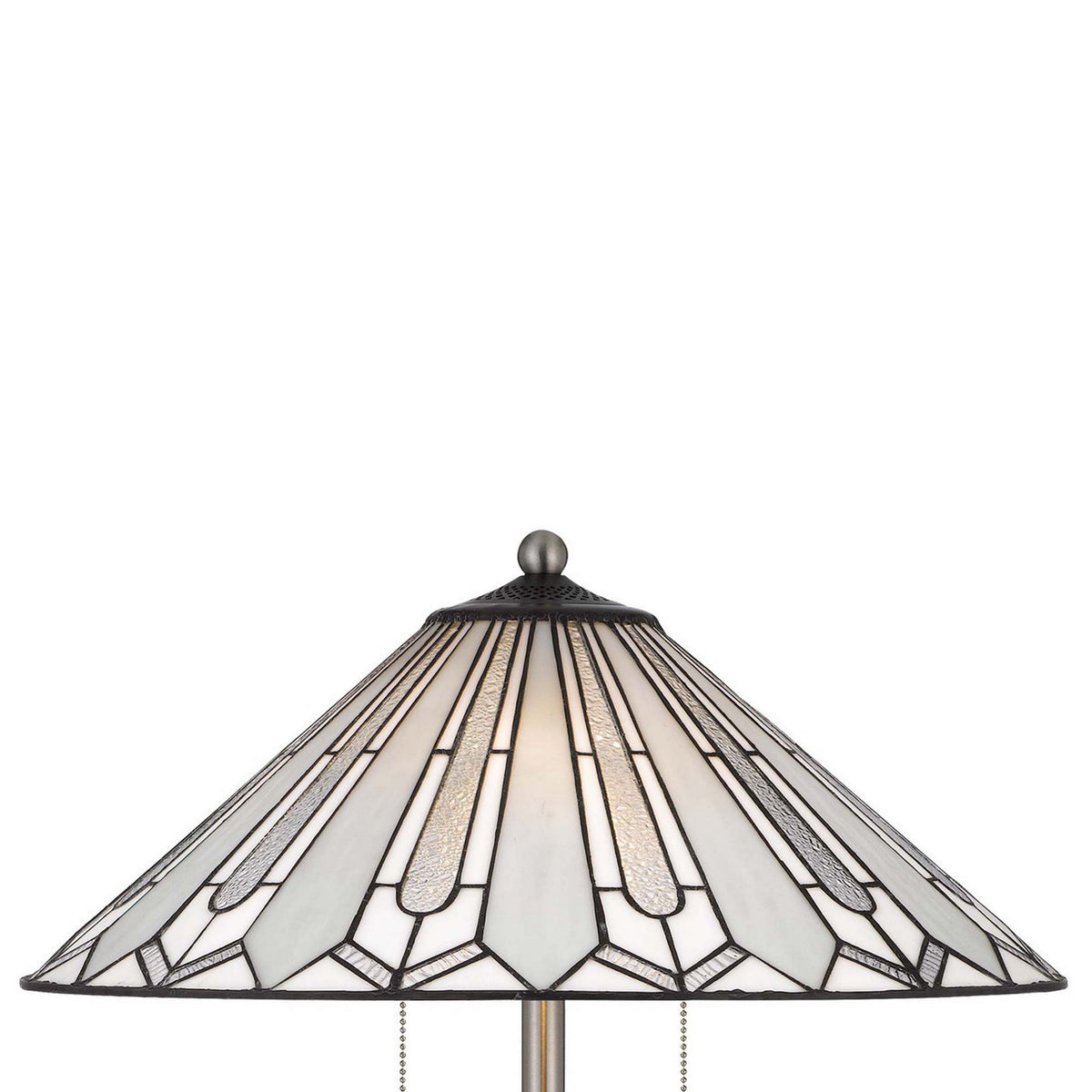Kio 61 Inch Floor Lamp, Modern Tiffany Style Stained Glass, Silver Metal