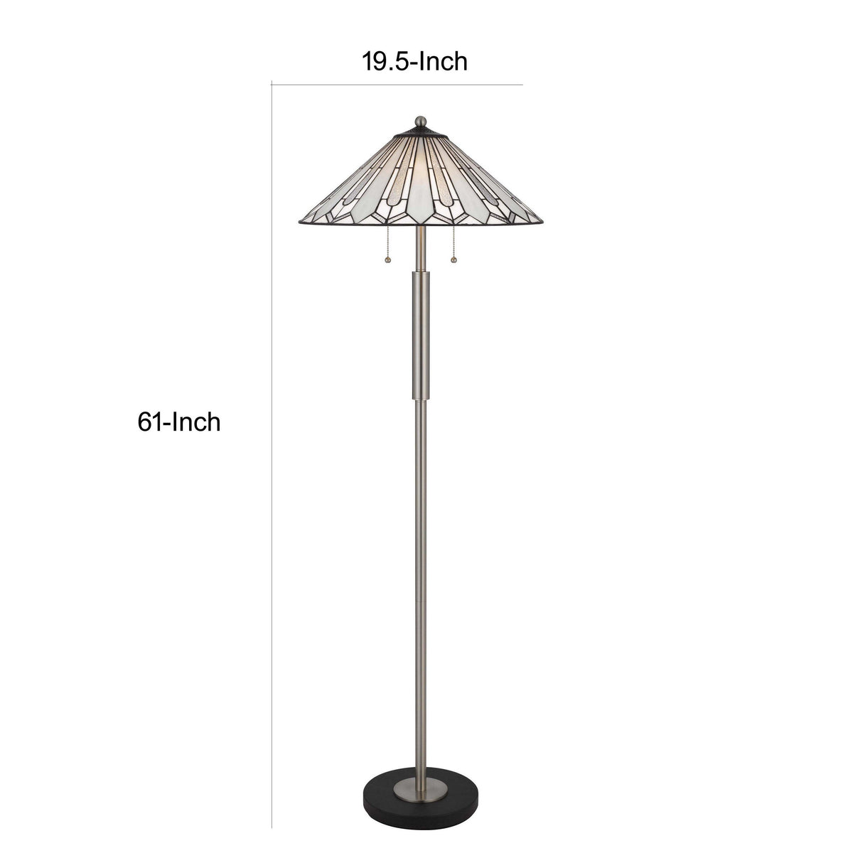 Kio 61 Inch Floor Lamp, Modern Tiffany Style Stained Glass, Silver Metal
