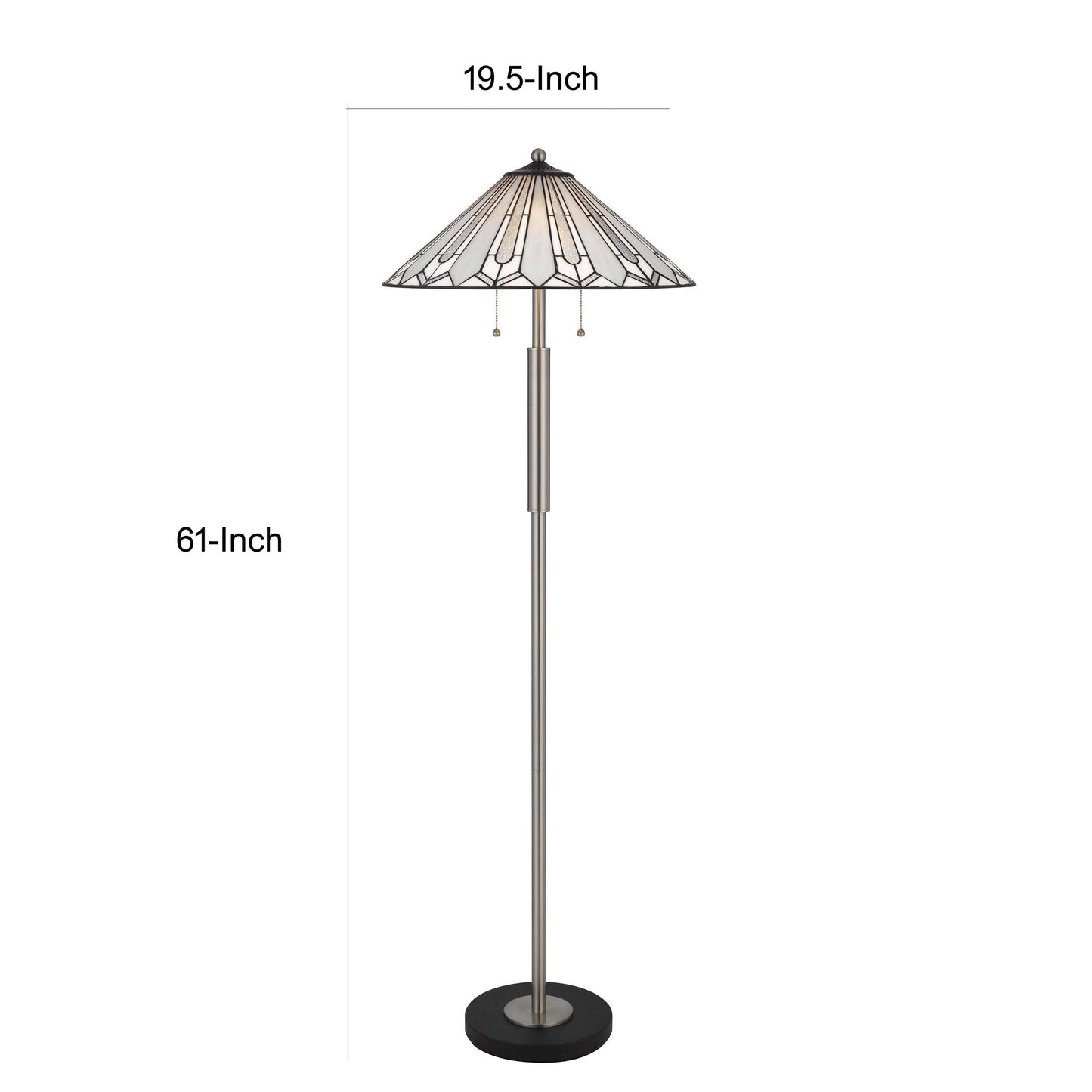 Kio 61 Inch Floor Lamp, Modern Tiffany Style Stained Glass, Silver Metal