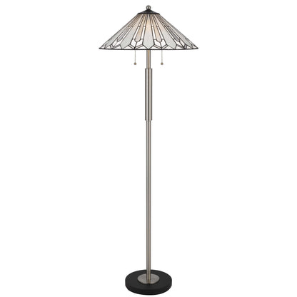 Kio 61 Inch Floor Lamp, Modern Tiffany Style Stained Glass, Silver Metal