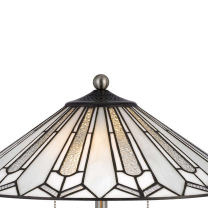 Kio 23 Inch Table Lamp, Modern Tiffany Style Stained Glass, Silver Metal