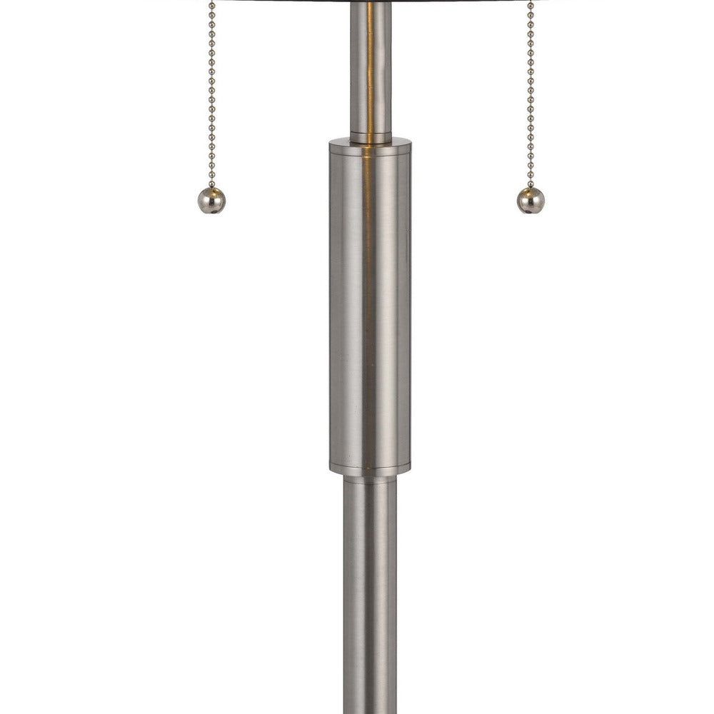 Kio 23 Inch Table Lamp, Modern Tiffany Style Stained Glass, Silver Metal