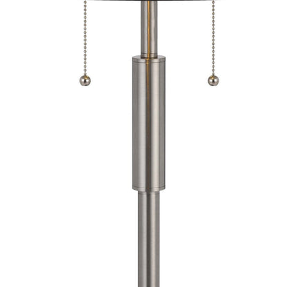 Kio 23 Inch Table Lamp, Modern Tiffany Style Stained Glass, Silver Metal