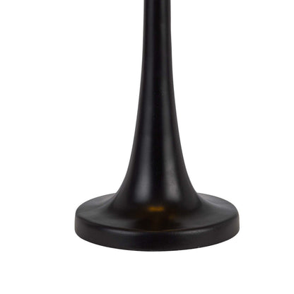 24 Inch Table Lamp, Tiffany Style Stained Glass, Pull Chain, Black Resin