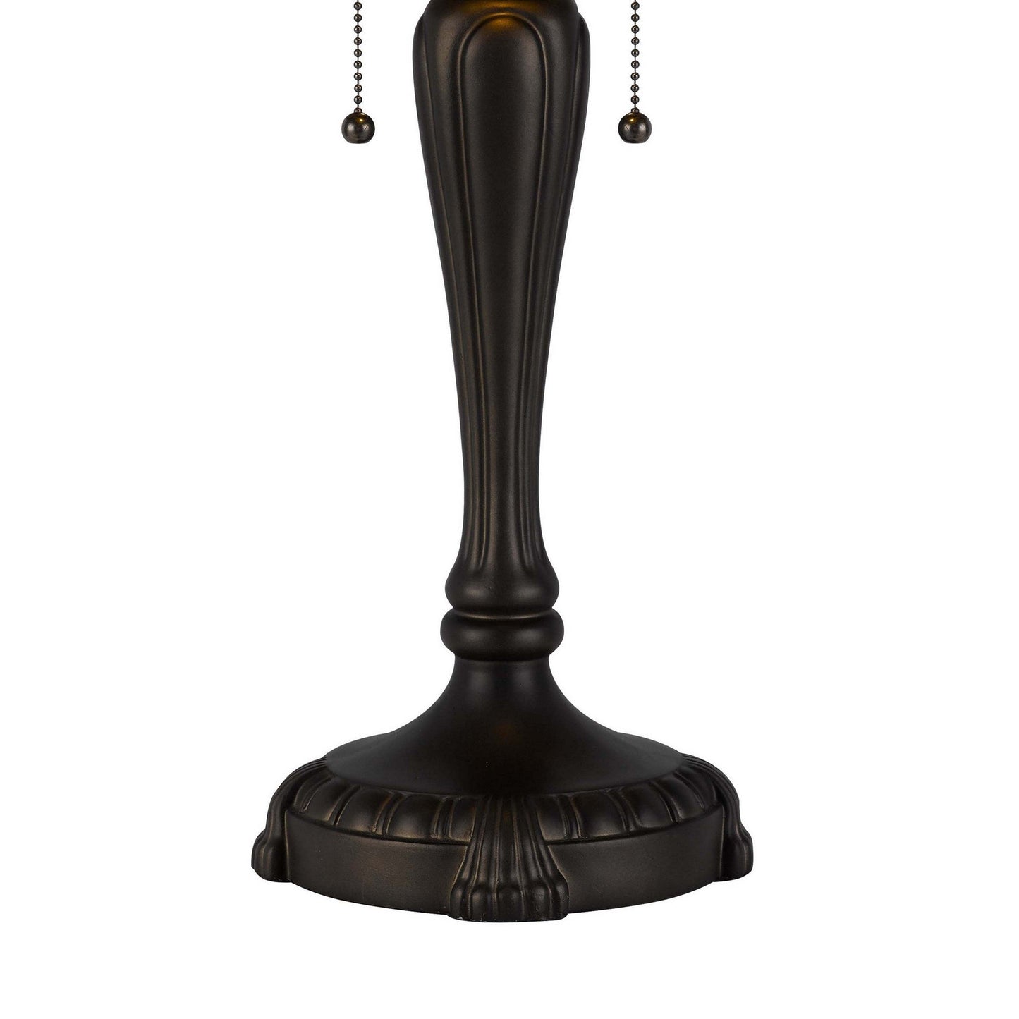 24 Inch Table Lamp, Floral Tiffany Style Stained Glass, Bronze Resin
