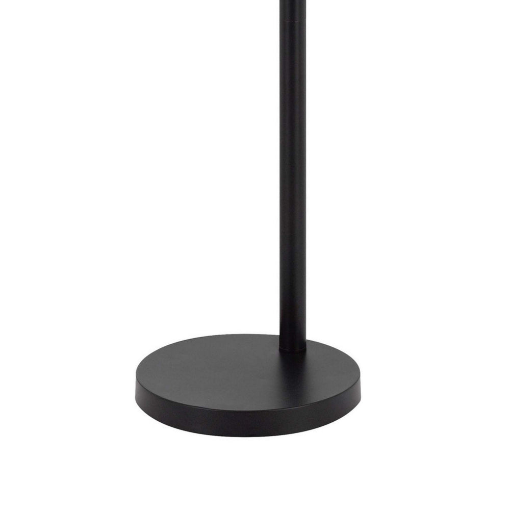 84 Inch Floor Lamp, 3 Tree Style White Drum Shades, Black Metal Finish